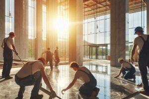 Installing marble in the building